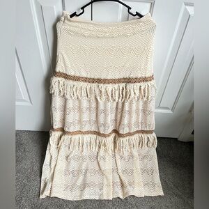 SHEIN Cream and Brown Lace Maxi Skirt